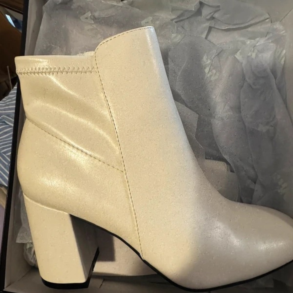 Elegant Cream Heeled Ankle Boots
